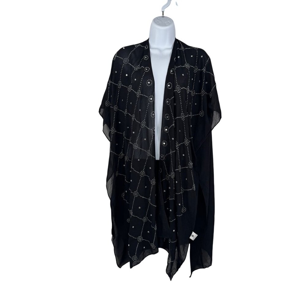 Jessica McClintock bedazzled beaded sparkly sheer duster 90s whimsigoth dark boh